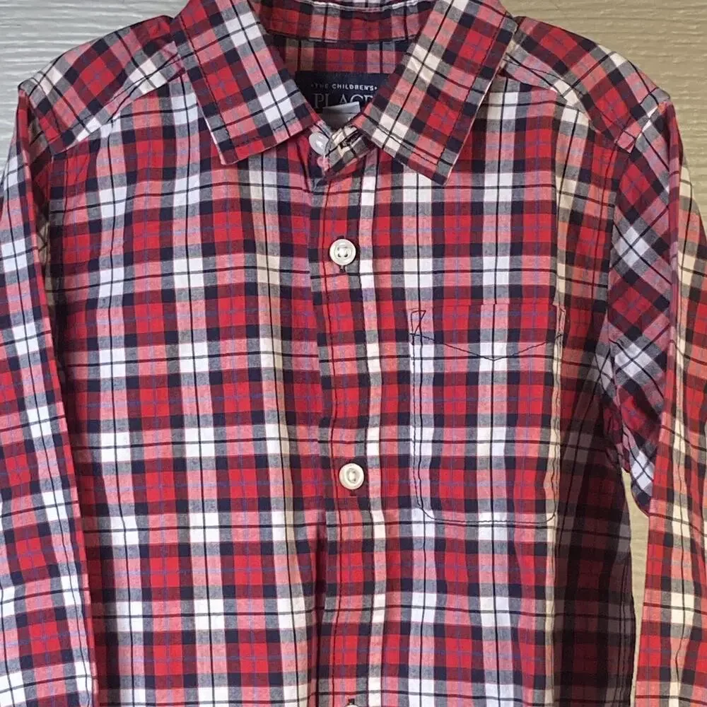 The Children's Place Toddler Boys Plaid Button Down Shirt Red Size 5T NWT